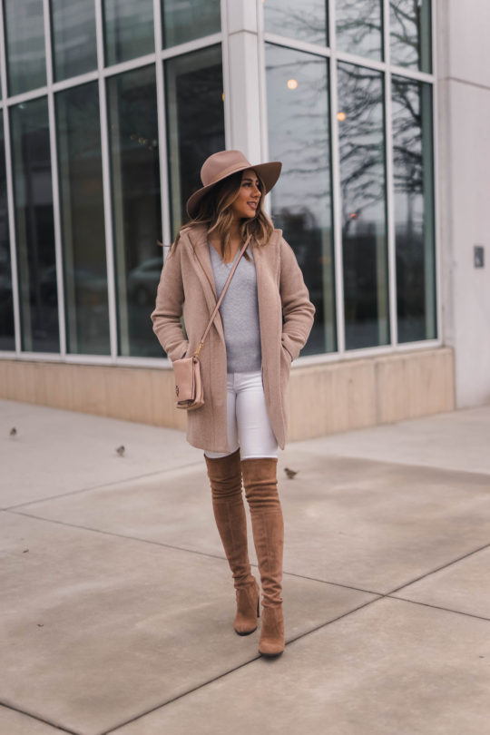 Top US Punjabi Blogger, The Pink Patola, hightlighting her Fall 2020 Fashion Trends and what to get| Wearing White Skinny Jeans, Stuart Weitzman OTK Boots, Camel Coat from Theory | Fall Fashion, Fall fashion trends, fall outfit inspo