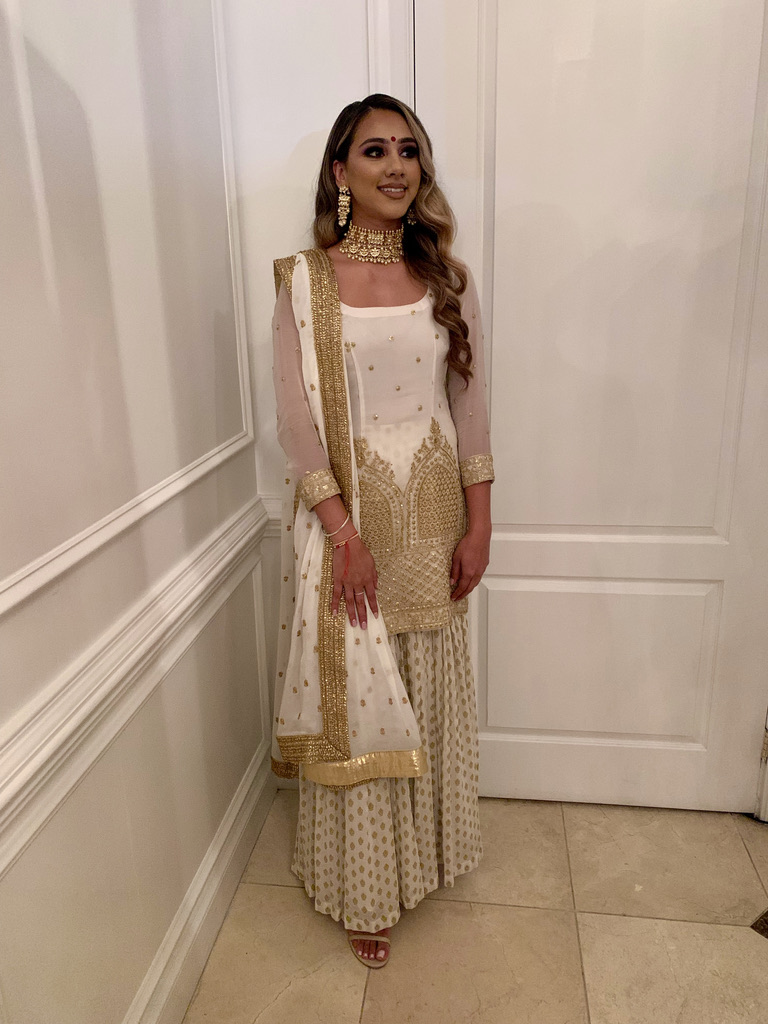 Punjabi Suits, White suit, Gharara suits, traditional punjabi outfits, what to wear to a punjabi wedding, indian wedding, indian wedding outfits, handworked suit, white gharara suit, 